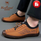 VANCAMEL camel spring and summer men's soft-soled soft leather shoes men's slip-on breathable lightweight casual shoes tendon sole driving camel brand dark coffee color + handmade online + jelly bottom / brand durable and comfortable camel brand 42 / brand durable and comfortable