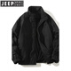 JEEP SPIRIT chaqueta bomber corta americana con cuello alto de invierno chaqueta gruesa de terciopelo acolchado de algodón top para hombre negro L (130-140)