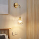 Wall lamp with switch American Nordic retro bedroom bedside lamp Japanese background wall with pull switch B&B Wabi A long line wall lamp + pull switch