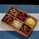 Huangsi dried fruit plate Chinese style home living room nut candy melon seed snacks walnut color compartment storage bamboo storage box four compartment snack fruit plate
