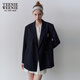 Teenie Weenie bear blazer women's spring casual college style mid-length light business fashion simple blazer women's navy blue S (160)
