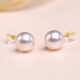 Queen of Pearls 18k gold akoya seawater pearl earrings strong light high-end small light bulb earrings birthday gift for women