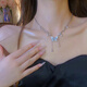 Meng Keduo Pearl Butterfly Tassel Necklace Girls Niche High-end Clavicle Chain Light Luxury Niche Design Necklace Hot Girl Accessories Butterfly Tassel Necklace
