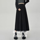 Miduli Maternity Skirt Autumn and Winter European Cotton Velvet Skirt A-Line Pleated Skirt Winter Pregnancy Long Skirt Maternity Wear Black XL