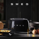 SMEG Italian retro toaster toaster sandwich breakfast machine toaster multi-functional household 6-speed baking TSF01 black (two-piece)