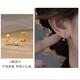 WOUG Gold Store Model 2025 New Fashion Versatile Simple Girls Yellow Earrings Small Fragrance Style Gift Gold Earrings Color Preserving Plating (Xiao Fragrance Style)
