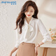 Jeanswest long-sleeved shirt women's autumn top French bow temperament women's professional wear shirt white M
