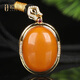 OUCERNY old beeswax pendant S925 silver inlaid with natural amber honey-filled chicken fat red large egg noodle pendant Baltic Sea gift for women silver inlaid beeswax pendant one thing one certificate free rope