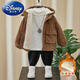 Disney (Disney) children's corduroy jacket boys' winter thickened velvet new style children's fashionable baby hooded winter clothing trendy brown smiling corduroy jacket 100cm