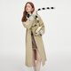 Fan Silann autumn lapel single-breasted windbreaker women's 2024 new Korean version design contrast medium-length commuter jacket women's khaki M
