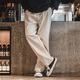 马登工装美式复古棉籽壳原色牛仔裤男秋季cleanfit宽松直筒休闲长裤子 米白色 【微喇/美式高街男裤】 L