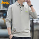Jeep (JEEP) long-sleeved T-shirt men's autumn and winter polo loose casual bottoming shirt clothes men's Khaki XL