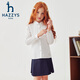 HAZZYS brand children's clothing girls' shirt autumn new style comfortable, soft and thin lapel simple casual long-sleeved shirt white 105cm