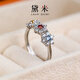 Demi Liuli Tears colored sapphire ring temperament row ring S925 silver open ring ZY gift for girlfriend blue 0.38 carat