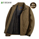 Shanshan thickened stand collar cotton jacket for men in autumn and winter, warm and windproof casual top, executive business men's outerwear jacket, brown L (175) suitable for 130-150Jin Jin equals 0.5 kg
