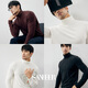 Sanheer Herbst und Winter Vielseitiges Basishemd verdickte weiche und Vlies Stoff Herrenschildkragenpullover Langarm T-Shirt Top DAT826 Off-White M /48