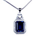 DRJEFUN Rectangular Tanzanite Sapphire Pendant Necklace Pendant Women's Blue Tanzanite Pendant Diamond Silver Jewelry Rose Gold (Main Stone 10X12mm) with Chain