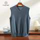 PASH Cashmere Chaleco de cachemir 100% Cashmere V-Eck 24 Autumn and Winter New Business Comports Casual Sweater Chalece PS-N16 Navy Blue XL