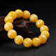 Huangben natural Russian material white flower beeswax round bead bracelet chicken fat yellow amber single circle bracelet for boyfriend and girlfriend best friend diy 12mm white demon flower bracelet one item one certificate