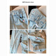 Mu Youyu's new Chinese style Chinese style flower embroidered straight jeans for women 2024 spring design high waist slimming wide-leg pants 6623 blue - summer thin jeans S-summer thin jeans