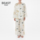 Brutalist Autumn Thoughts Series Mingyue Chinese Style Cotton Print Couple Pajamas Long Sleeve Pants Set Women M