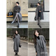 Inman wool double-sided wool coat winter women's commuter lapel collar cocoon-shaped temperament long coat dark floral gray M