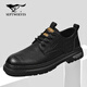 Septwolves Men's Shoes Business Casual Shoes Winter 2025 New Genuine Leather Soft Soled Casual Leather Shoes Black Workwear Low-top Martin Boots Black 41