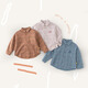 Papa climbing spring children's shirt boys and girls shirt brushed plaid shirt pure cotton long-sleeved top versatile for going out brown 100