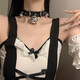 Maimed bell necklace women's traction rope neck strap chain collar collar bone chain choker necklace neck choker black bell collar + traction rope combination