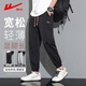 Pull back casual pants men's summer pants men's ice silk pants men's all-match leggings loose sports quick-drying pants black XL