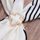 Zuoou four-leaf clover silk scarf buckle high-end small square scarf knotted buckle multi-purpose shirt streamer scarf corner new fixed button rhinestone four-leaf clover rose gold