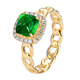 Natural emerald Cuban chain ring for women 18K gold fashionable commuting style colorful diamond ring green 0 carat 18 natural emerald ring