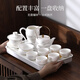 Shangyanfang mutton-fat jade porcelain Kung Fu tea set complete set of high-end tea sets with tea trays for home and office tea tureens teapots teacups 1 ink tureen (light version)