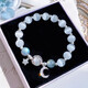 Jingruo Butterfly Cat's Eye Bracelet for Women Ins Niche Design Aquamarine Gray Moonlight Crystal Bracelet as a Gift for Girlfriend Cat's Eye Strawberry Crystal Bell Fortune Brand Bracelet