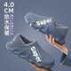 Huilirui waterproof cotton slippers for men in autumn and winter, all-inclusive and thick-soled at home, with a sense of stepping on shit, outer wear, non-slip couple cotton shoes, winter, gray blue, warm and upgraded model 42-43, suitable for 41-42