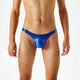 Silky, translucent, oily, silky, super low-waisted men's thong t-pants sexy and interesting blue L picture M blue