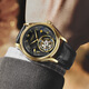 Los diez mejores relojes famosos de Aesop para los relojes mecánicos de tourbillon huecos para hombres relojes impermeables para la muñeca para regalos de cumpleaños de novio 7027g de carcasa blanca de cuero marrón de superficie blanca [movimiento de tourbillon]