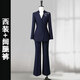 Weishipin New Chinese Style National Style Suit Suit Women's Business Wear Women's Suit Jewelry Hotel Tea Art Customer Service Sales Work Clothes Navy Blue Suit + Wide Leg Pants 102~106cm L Recommended 108-117 Jin Jin equals 0.5 kg