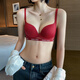 Modal zodiac year underwear for women push up small breasts to make them look bigger without steel rings red wedding bride seamless bra underwear set burgundy suit 75A 34 A