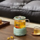 Duanyue health pot, mini tea maker, health cup, electric stew cup, multi-functional flower boiling teapot, kettle, small electric heating cup for one person in the office, full glass mini electric heating glass cup, retro green - smart 600ml single pot + tea drain + base
