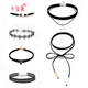 Qianbaolai Korean short black clavicle chain necklace for women Korean style simple neck jewelry choker neck strap Qianjiao five-piece set (adult)