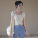 LULUUVTTOH new summer yoga wear short-sleeved women's sports top with chest pads slim fit Pilates training fitness T-shirt milky white fixed cup M (recommended 95-110 Jin Jin equals 0.5 kg)