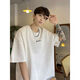 Kmka Guangzhou Dreizehn-Linie Herren-T-Shirt Nische Lose Baumwolle Ins Rundhals Neck-Design Sinn für Halbärmelneeve Hong Kong Style Korean [Qualität reines Baumwoll] Schwarze Kurzärmler-Herrenbekleidung-3271 S [vorgeschlagen 90-115jin [Jin gleich 0,5 kg]]]