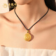 Lao Fengxiang Eight Treasures Compass Gold Pendant Pure Gold 999 Ancient Gold Necklace as a Birthday Gift for Wife and Husband Gold Jewelry Eight Treasures Compass About 5.73g (Black Rope + Gold Beads)