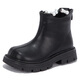 Wuma Bottes pour filles Bottes courtes princesse pour enfants en cuir véritable 2025 Nouvel hiver Bébé en peluche Martin Bottes Filles Deuxième chaussures en coton Noir Deuxième coton Taille 34 La longueur intérieure de la chaussure est d'environ 21,7 cm