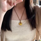 Shien's new 18K gold-plated baby small golden Tuo pendant safe lock necklace 3D hard gold Baifu pendant boutique small fat Fu pendant + black rope