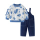 Mini Balabala overalls for boys and girls, comfortable and elastic, environmentally friendly, cute and fun, dinosaur-shaped two-piece overalls suit, blue tone 00388 90