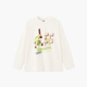 MQD boys' spring new arrival, college style long-sleeved medium and large children's cartoon letter tops, trendy and cool casual T-shirt, off-white 130