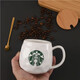Starbucks (Starbucks) cup limited edition simple European water cup mug household ceramic cup small gift Starbucks style coffee cup breakfast p style (cup + spoon + bamboo lid) 450ml