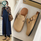 
Woodpecker leather Birkenstock shoes for women 2025 spring new thick-soled Boken Baotou half-slipper summer style soft-soled sandals Khaki (683-1) 35